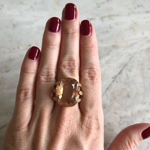Fashion Citrine & Brass Ring Sz 7